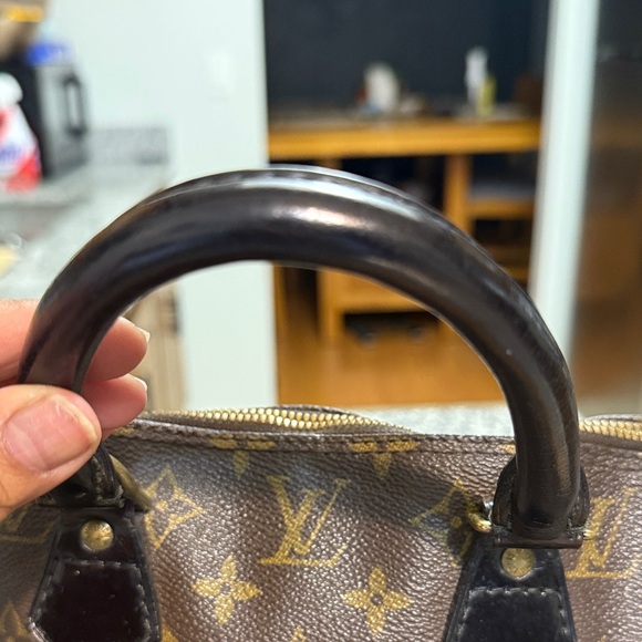 Louis Vuitton Alma Brown and Gold Monogram Tote dyed and sealed black - Picture 2 of 12